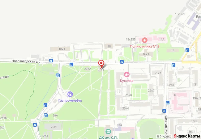 Карта — Новозаводская, 27 стр. 1А